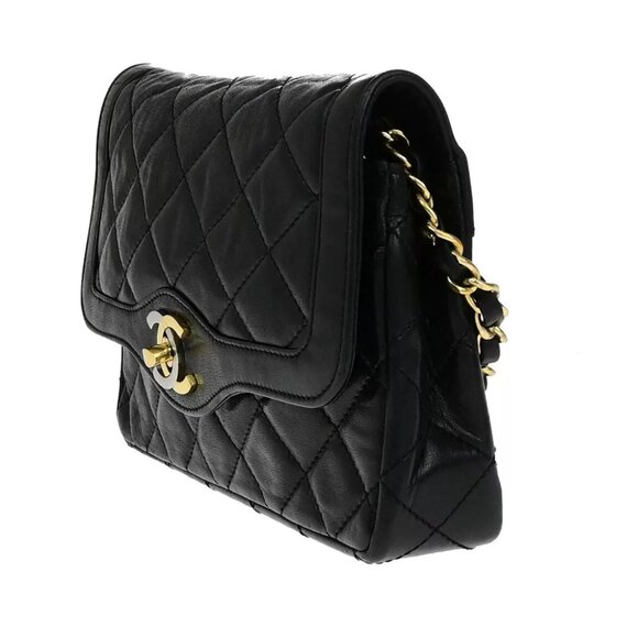 CHANEL PARIS CC Matelasse Chain Mini Shoulder Bag Leather Black Vintage 307RK039 - Picture 2 of 12